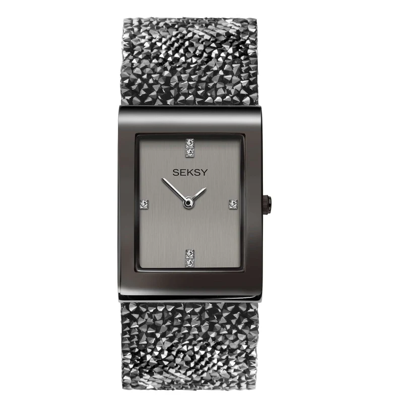 Seksy Dress Quartz Black Dial Black PVD Brass Bracelet Ladies Watch 2654