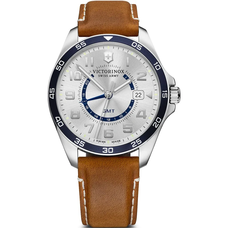 Victorinox Fieldforce 42mm Silver Dial Leather Mens Quartz Watch 241931