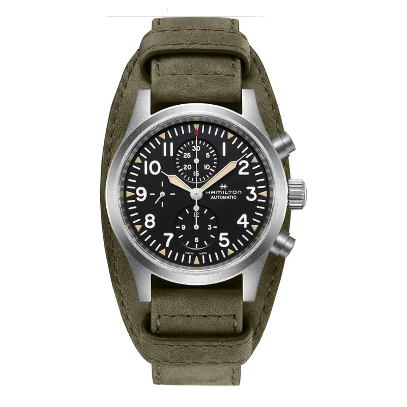 Hamilton Khaki Field 44mm Black Dial Leather Mens Automatic Watch H71706830