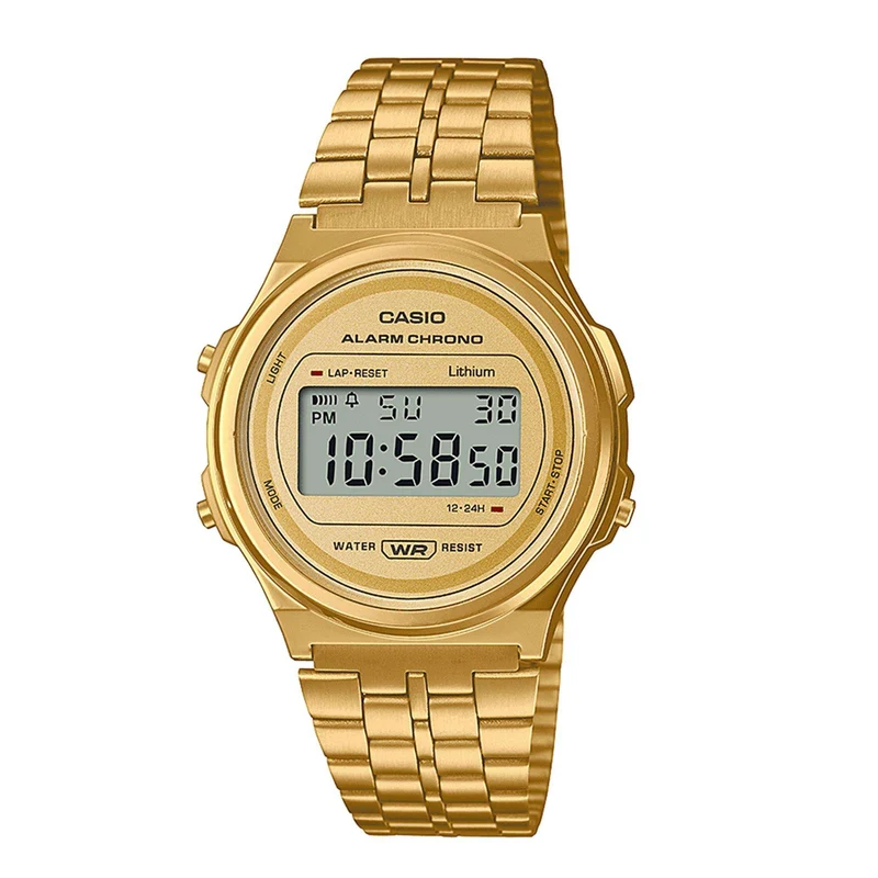 Casio Collection Quartz Gold Dial Gold PVD Stainless Steel Bracelet Mens Watch A171WEG-9AEF