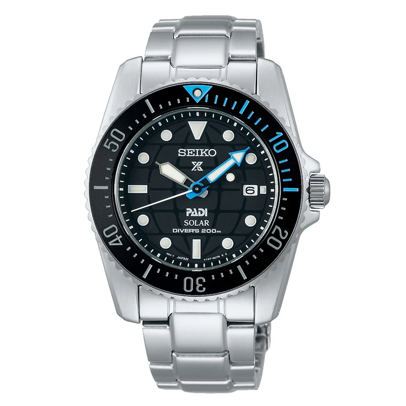 Seiko Prospex PADI Solar Blue Dial Stainless Steel Bracelet Men's Watch SNE575P1