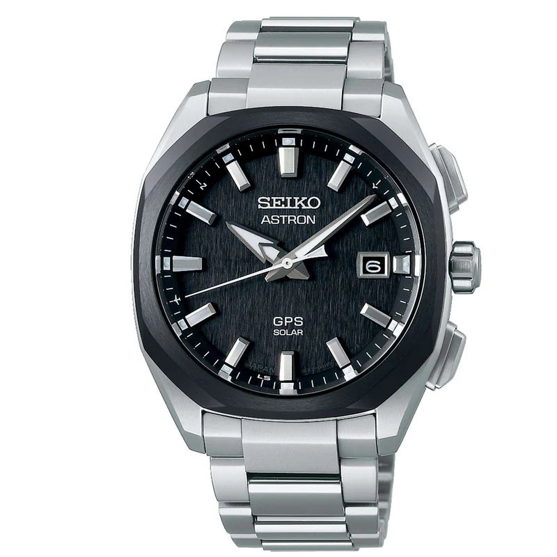 Seiko Astron GPS Solar Quartz Black Dial Stainless Steel Bracelet Men's Watch SSJ007J1