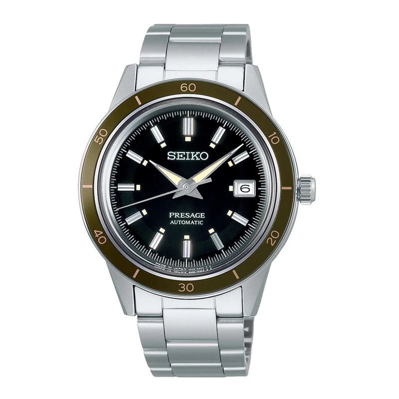 Seiko Presage Style 60's Automatic Black Dial Stainless Steel Bracelet Men's Watch SRPG07J1