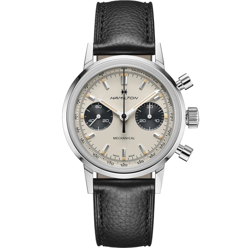 Hamilton American Classic 40mm Chronograph White Dial Leather Mens Automatic Watch H38429710