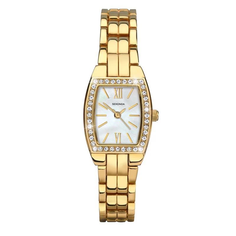 Sekonda Classic Quartz Blue Mother of Pearl Dial Gold PVD Bracelet Ladies Watch 2522