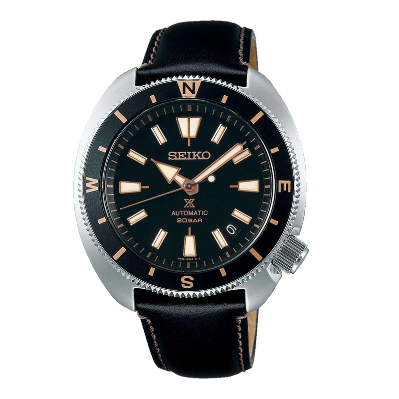 Seiko Prospex Tortoise Automatic Movement Black Dial Leather Bracelet Men's Watch SRPG17K1