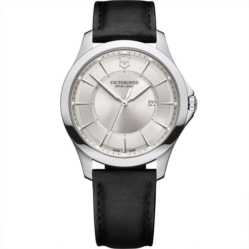 Victorinox Alliance 40mm Silver Dial Leather Mens Quartz Watch 241905