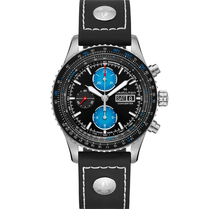 Hamilton Khaki Aviation 44mm Converter Air Zermatt Limited Edition Black Dial Leather Mens Automatic Watch H76706730