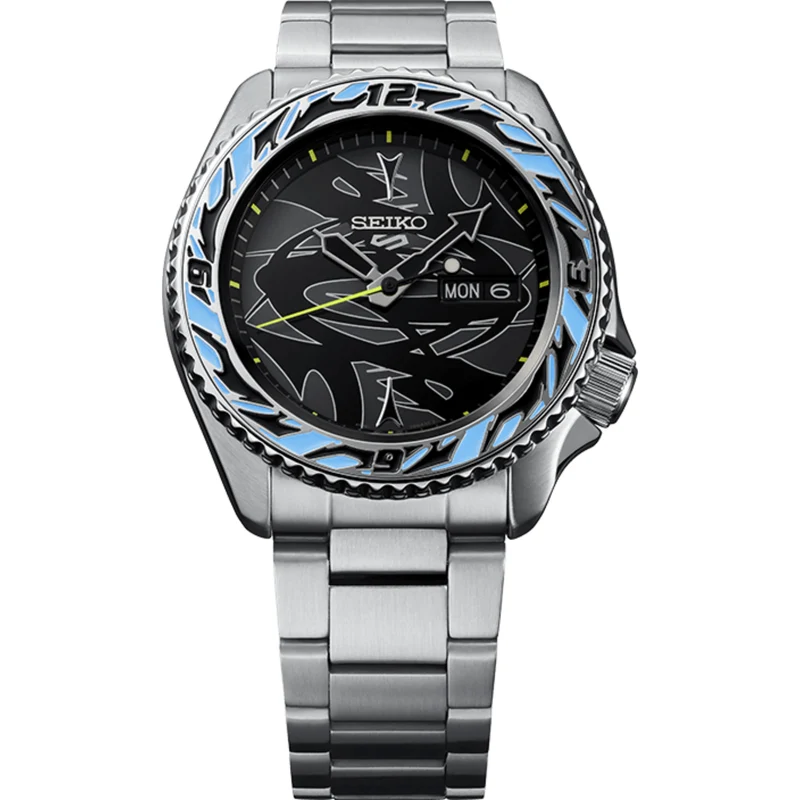 Seiko 5 Sports GucciMaze Limited Edition Automatic Black Dial Silver Stainless Steel Bracelet Men's Watch SRPG65K1