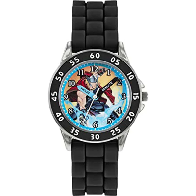 Disney Avengers Quartz Thor Dial Black Rubber Strap Boys Watch AVG9035