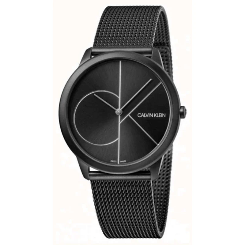 Calvin Klein Minimal Quartz Black Dial Milanese Stainless Steel Bracelet Mens Watch K3M5145X
