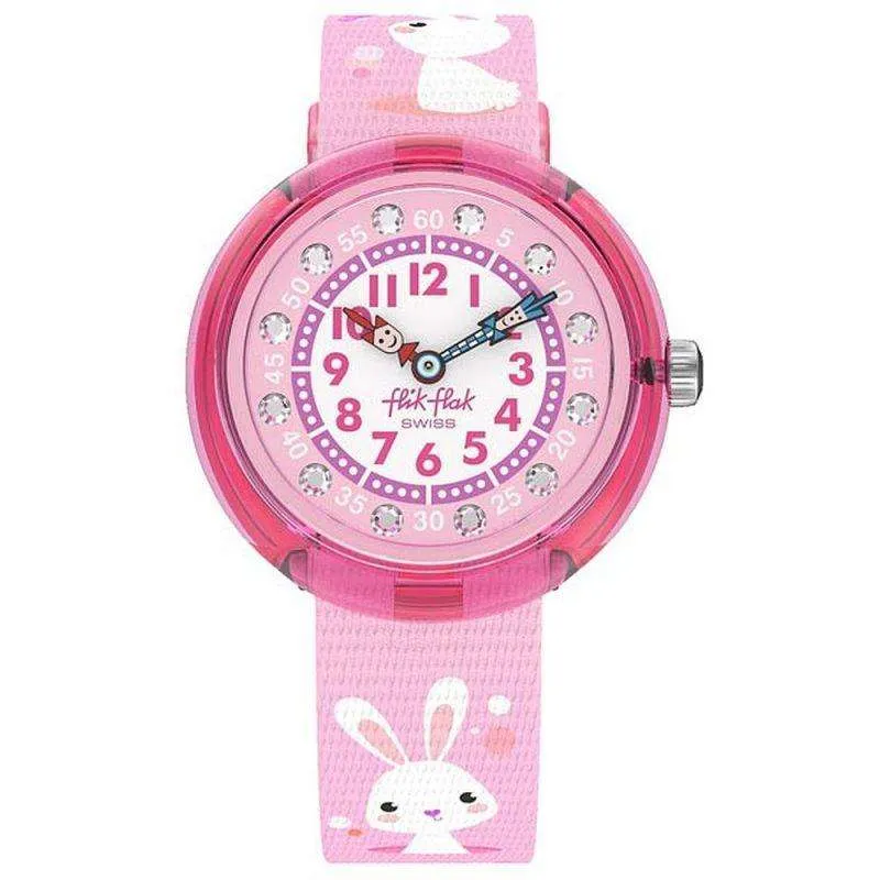 Flik Flak Mystical Woods So Cute Quartz Movement Pink Dial Textile Bracelet Girls Watch FBNP143
