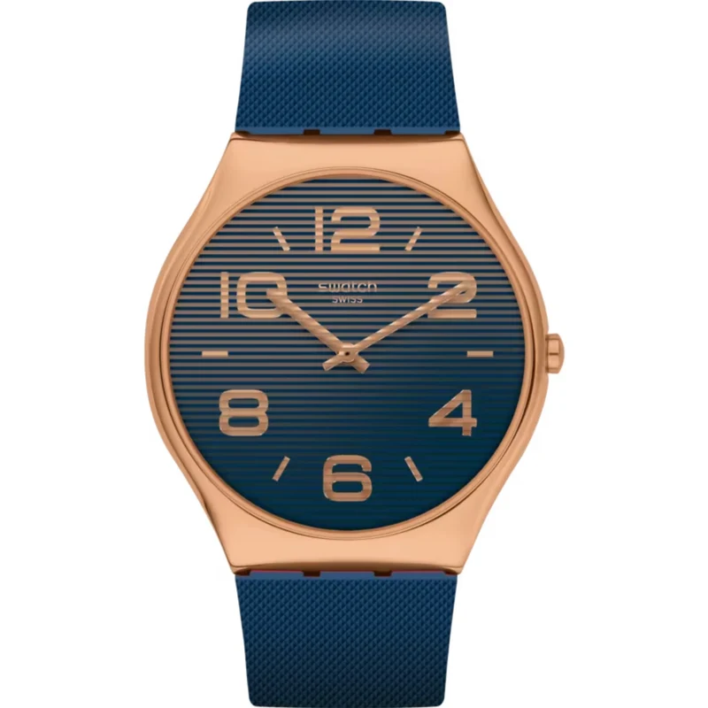 Swatch Night Trick Quartz Blue Dial Rubber Strap Watch SS07G101