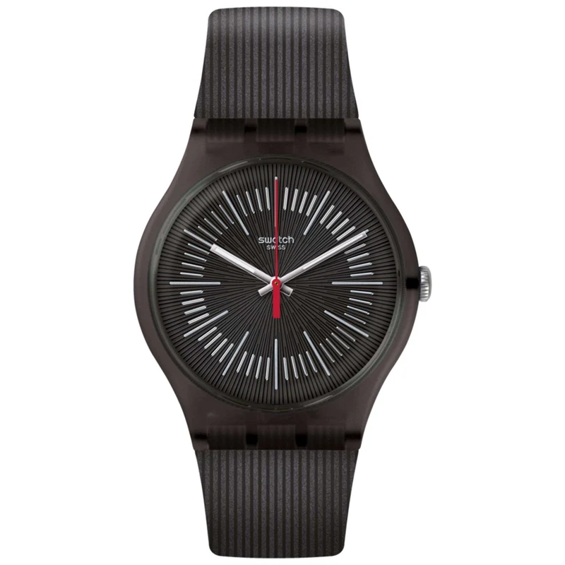 Swatch Intercyderal Quartz Black Dial Silicone Strap Watch SUOB178