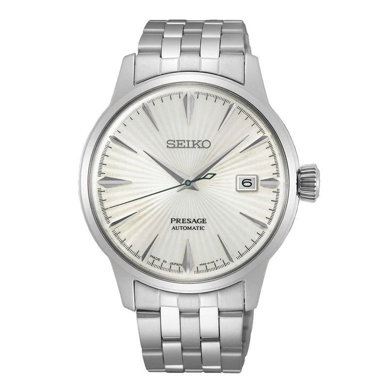 Seiko Presage Cocktail Time "Martini" Silver Dial Stainless Steel Bracelet Men's Watch SRPG23J1
