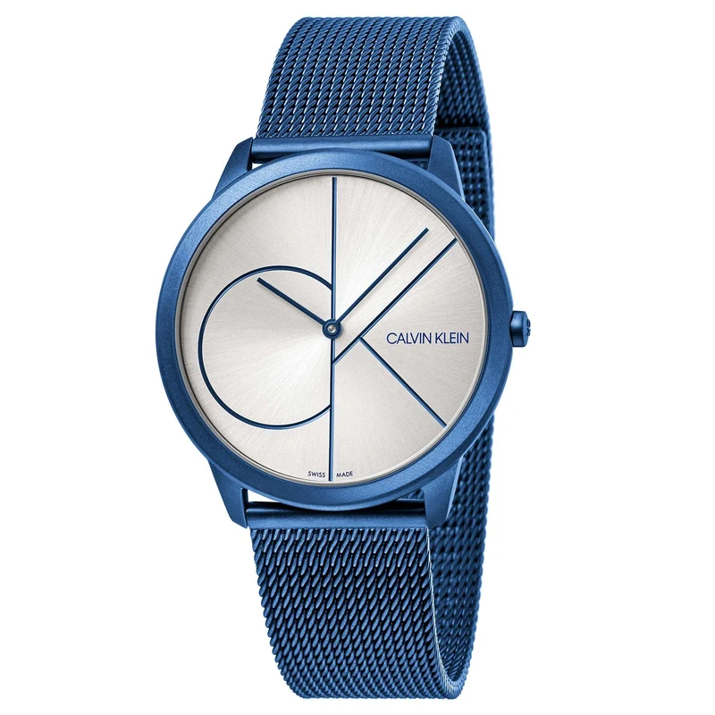 Calvin Klein Minimal Quartz Silver Dial Blue Milanese Stainless Steel Bracelet Mens Watch K3M51T56