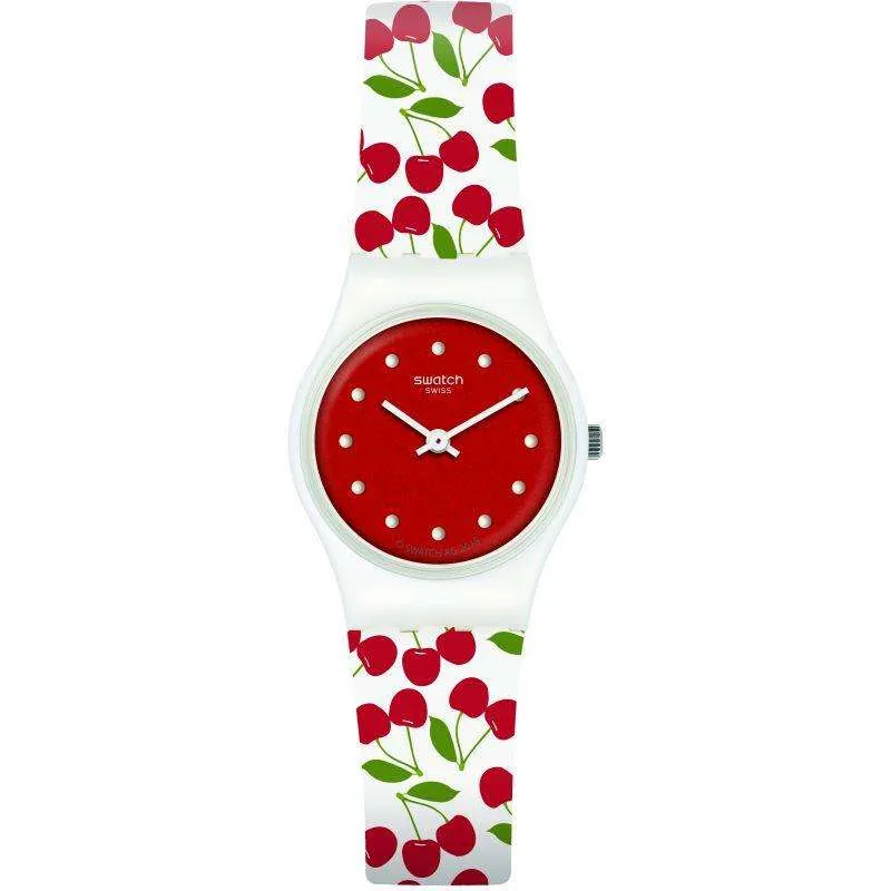 Swatch Cerise Moi Quartz Movement Red Dial Rubber Bracelet Women's Watch LW167