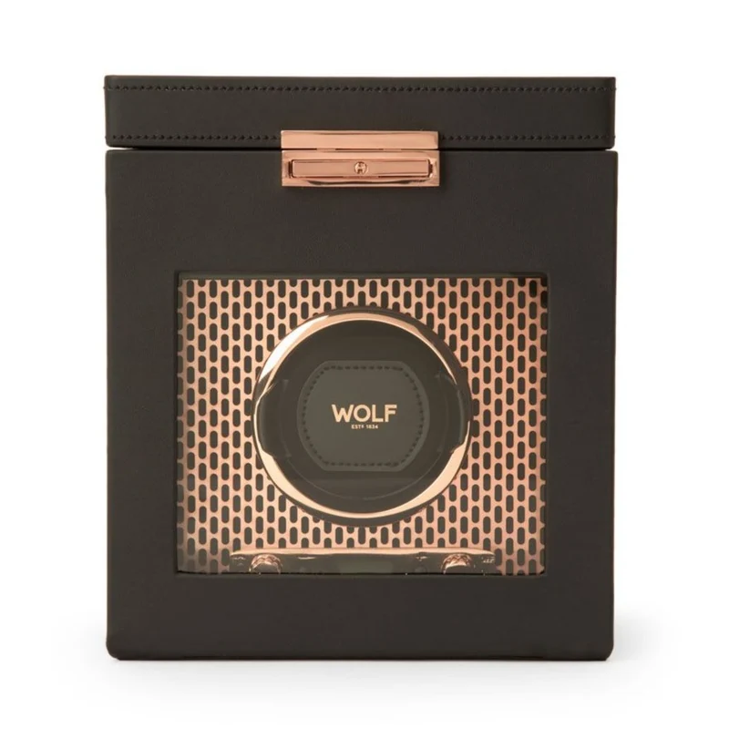 WOLF Axix Black Single Watch Winder With Copper Storage 469216