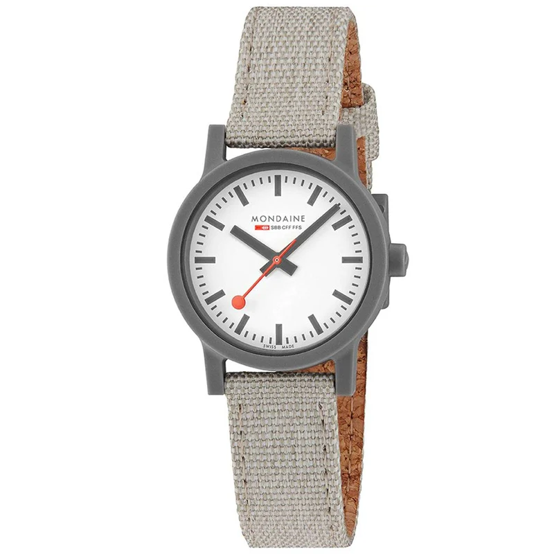 Mondaine Essence Sustainable Quartz White Dial Textile Strap Watch MS1.32111.LH