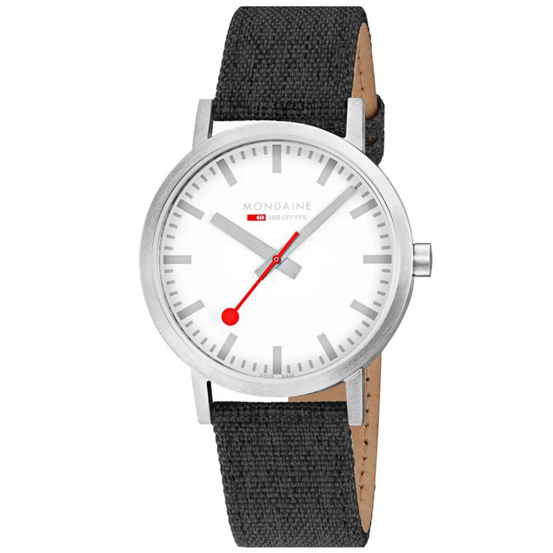 Mondaine Classic Quartz White Dial Grey Textile Strap Men's Watch A660.30360.17SBB