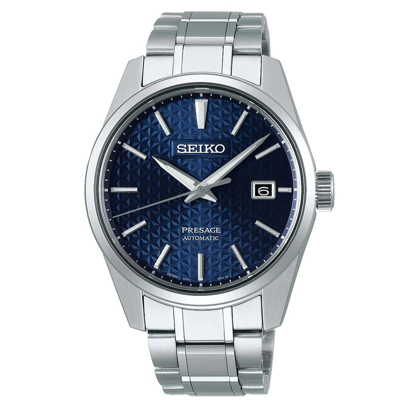 Seiko Presage Sharp Edge Series Blue Dial Silver Stainless Steel Bracelet Automatic Men's Watch SPB167J1