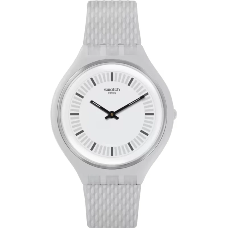 Swatch Skinstructur Grey Plastic Case Silicone Strap Grey Dial Men's Watch SVUM102