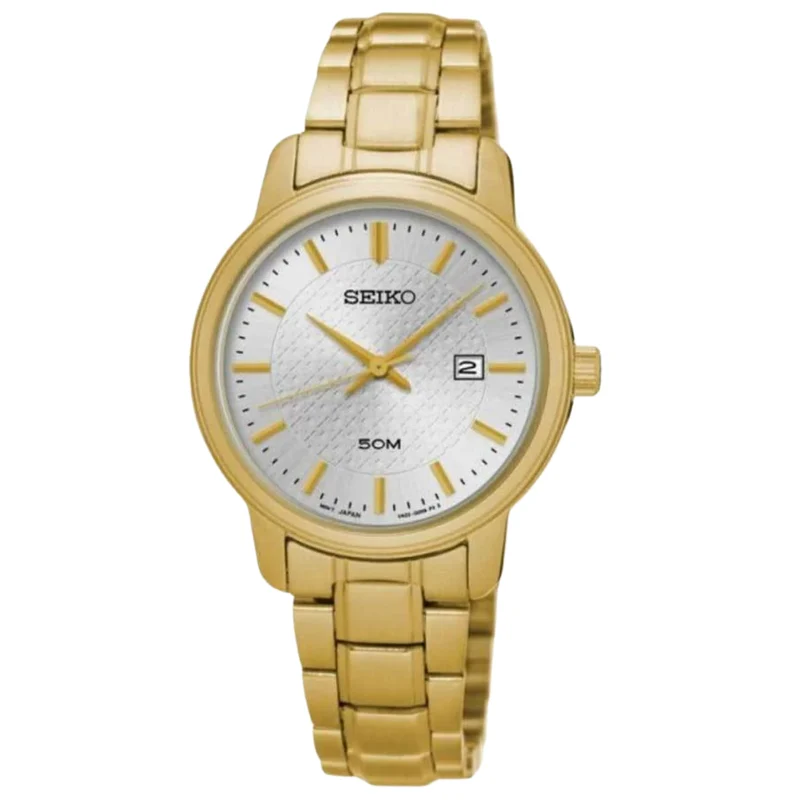 Seiko Silver Dial PVD Gold-Plated Ladies' Dress Watch SUR744P1