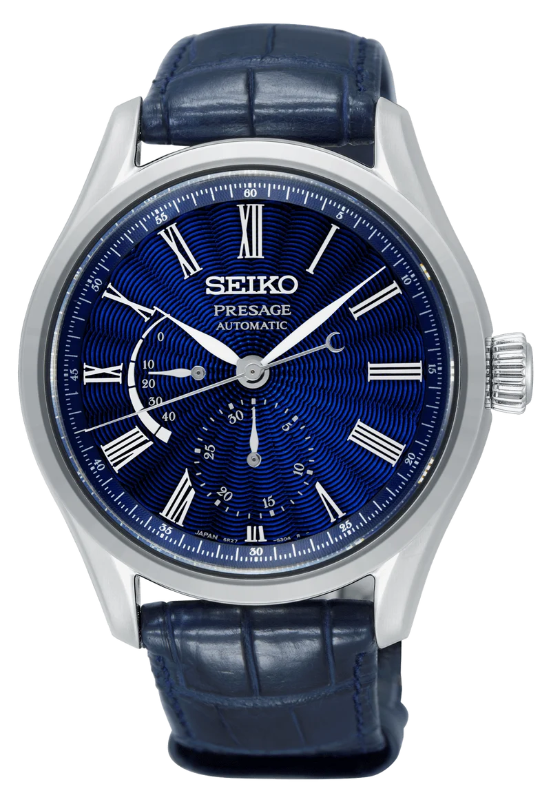 Seiko 'The Shipo' 'Shipo Enamel' Presage Stainless Steel Case Blue Leather Strap Limited Edition Automatic Blue Dial Men’s Watch SPB073J1