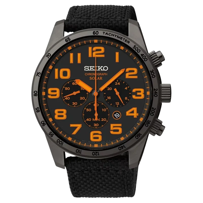Seiko Men's SSC233 Sport Solar Brushed Brown Stainless Steel Black Dial Watch SSC233P9