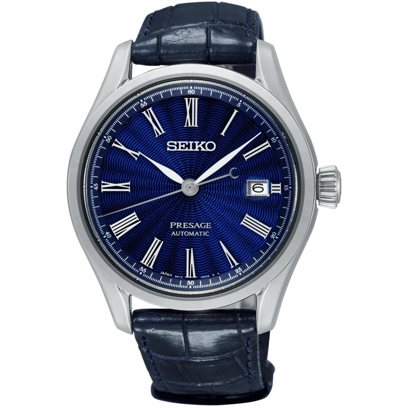 Seiko Presage The Shippo Enamel Silver Steel Case Blue Crocodile Leather Strap Limited Edition Automatic Blue Dial Men’s Watch SPB075J1
