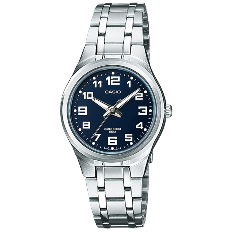 CASIO Women's Quartz Watch with Blue Dial Analogue display and Silver Stainless Steel Strap LTP-1310PD-2BVEF