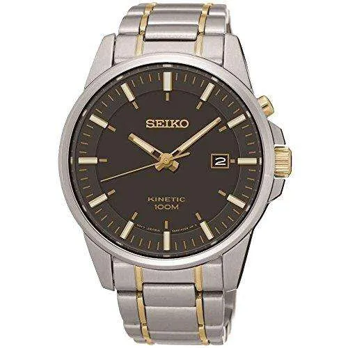 Seiko SKA735P1 Grey & Stainless Steel Black Dial Men's Kinetic Watch Steel SKA735P1