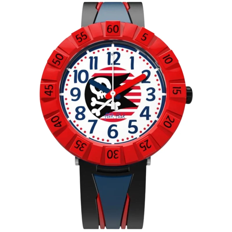 Flik Flak Strong Sailor Blue Plastic Case Black Plastic Strap Kids Watch FCSP053
