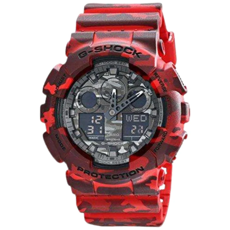 Casio G-Shock GA100CM-4A Camouflage Series Watches - Red / One Size