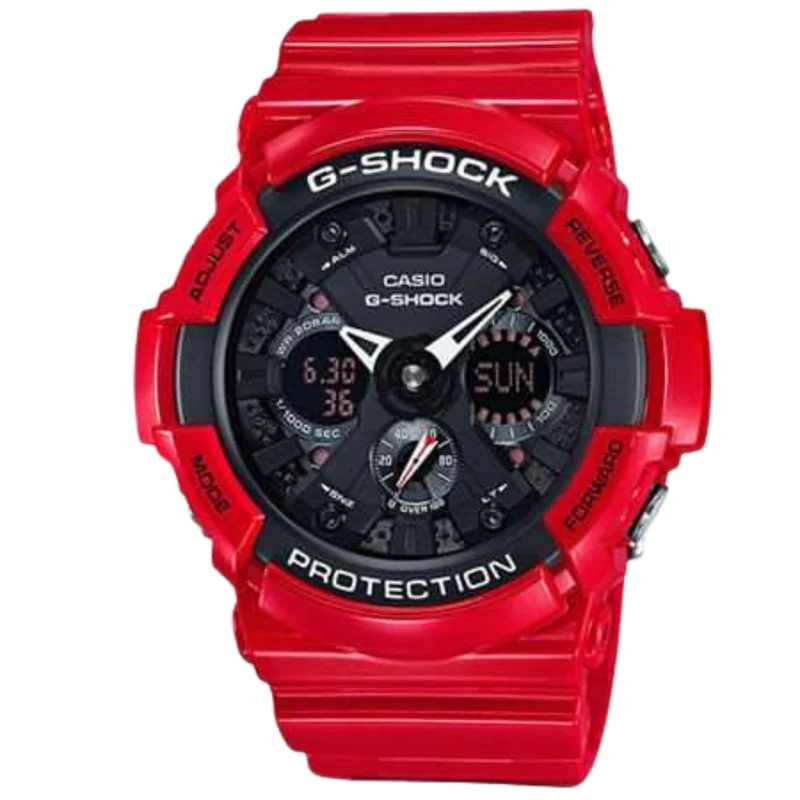 Casio G-Shock Black Dial Red Men's Alarm Chronograph GA-201RD-4A