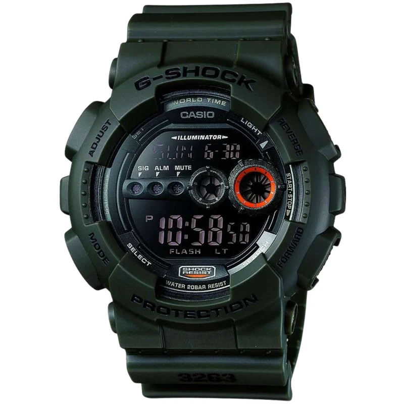 Casio G-Shock Sports Military Style Alarm Chronograph Men's Watch GD-100MS-3ER 51mm