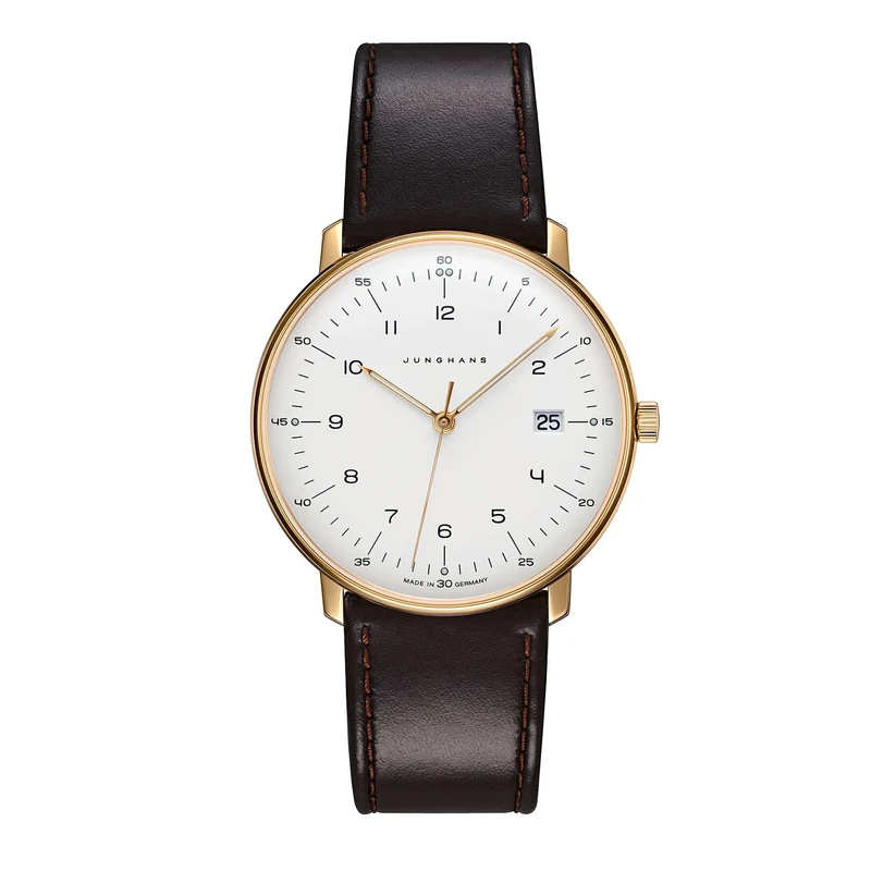 Junghans Max Bill Quartz 041/7872.04 Silver Dial Brown Leather Strap Mens Watch