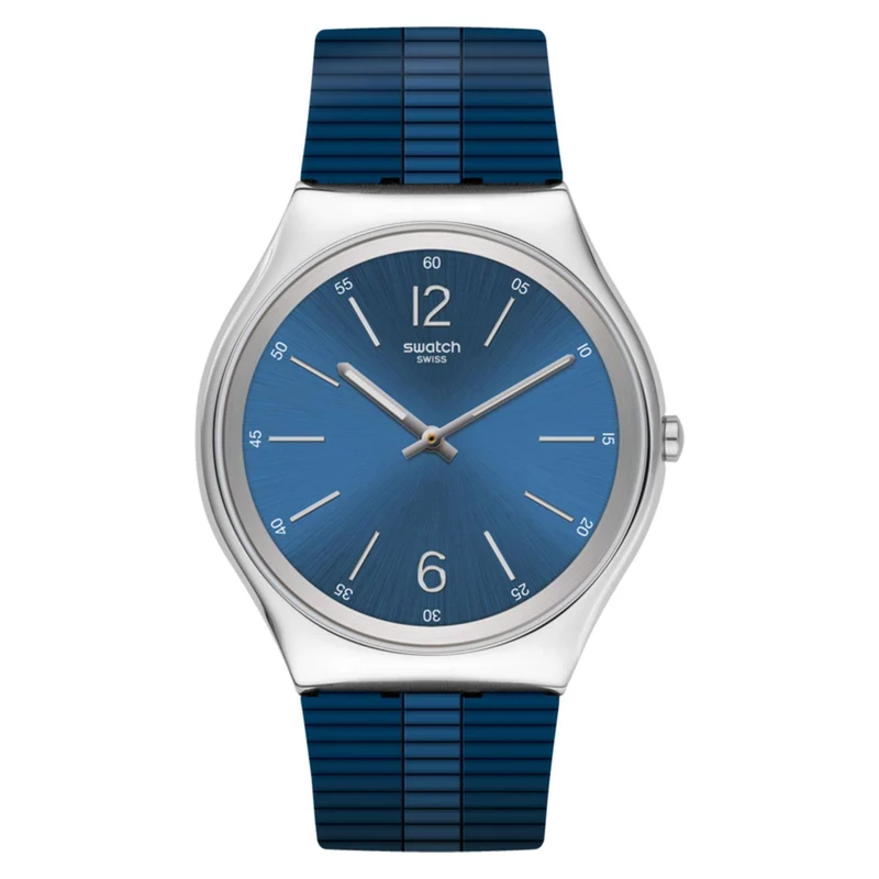 Swatch Bienne By Day Quartz Blue Dial Rubber Strap Watch SS07S111