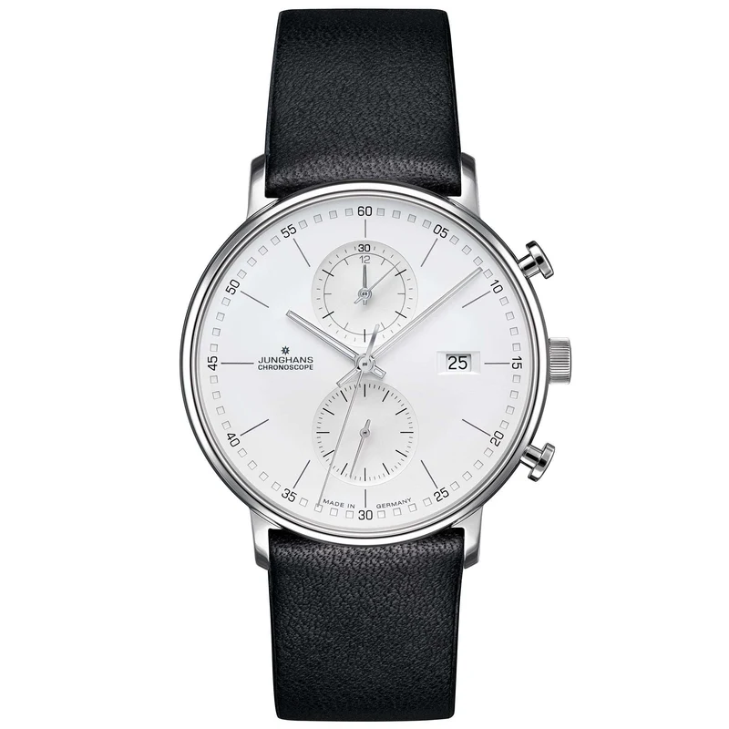 Junghans Form C Silver Dial Black Leather Strap Men's Watch 041/4770.00