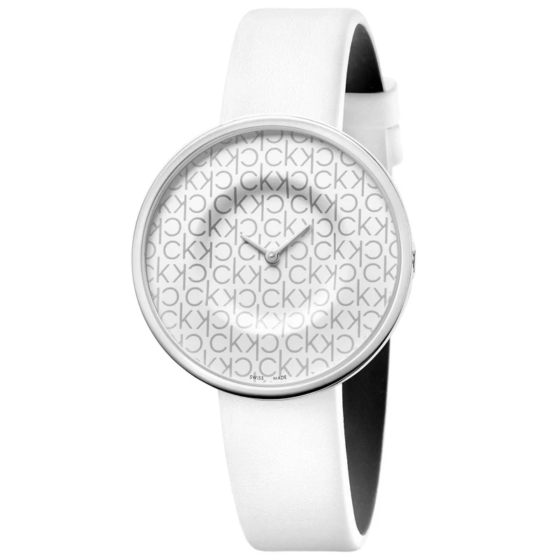 Calvin Klein Mania Quartz White Dial Leather Strap Ladies Watch KAG231LX