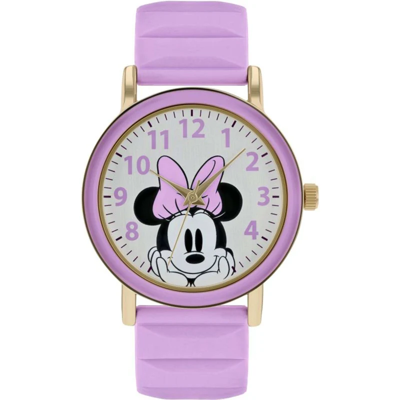 Disney Minnie Mouse Quartz Silver Dial Purple Silicone Strap Girls Watch MN9011