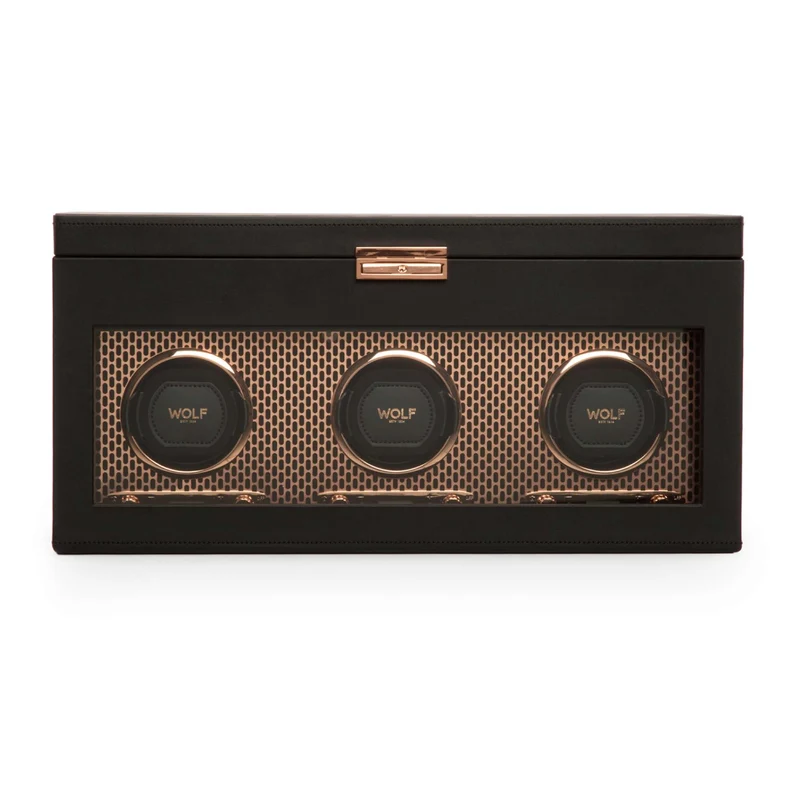 WOLF Axis Copper Triple Watch Winder With Storage 469416