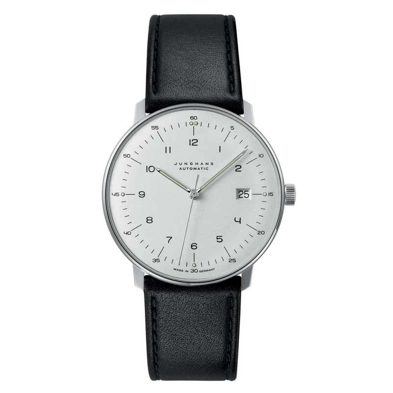 Junghans Max Bill Automatic 027/4700.02 Silver Dial Black Leather Strap Men's Watch