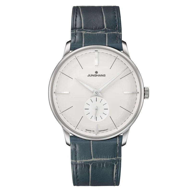 Junghans Meister Classic Terrassenbau Silver Dial Green Leather Strap Mens Watch 027/3000.02