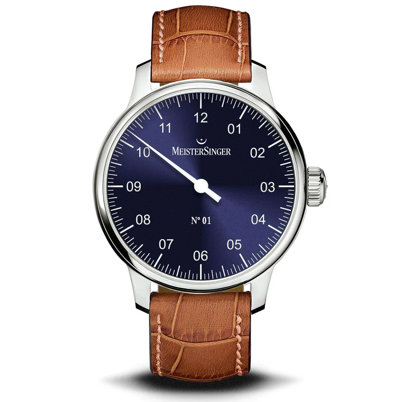 MeisterSinger No.01 Automatic Blue Dial Brown Leather Strap Men’s Watch AM3308-SG03W