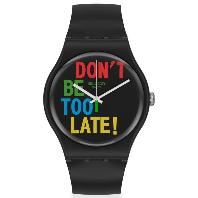 Swatch TIMEFORTIME Quartz Black Dial Bio Sourced Plastic Strap Watch SO29B100