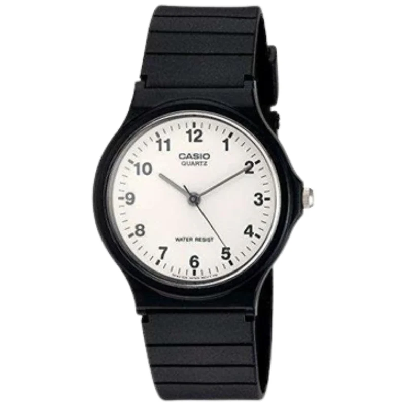 Casio Men's MQ24/7B Quartz Watch with White Dial Analogue Display and Black Resin Strap