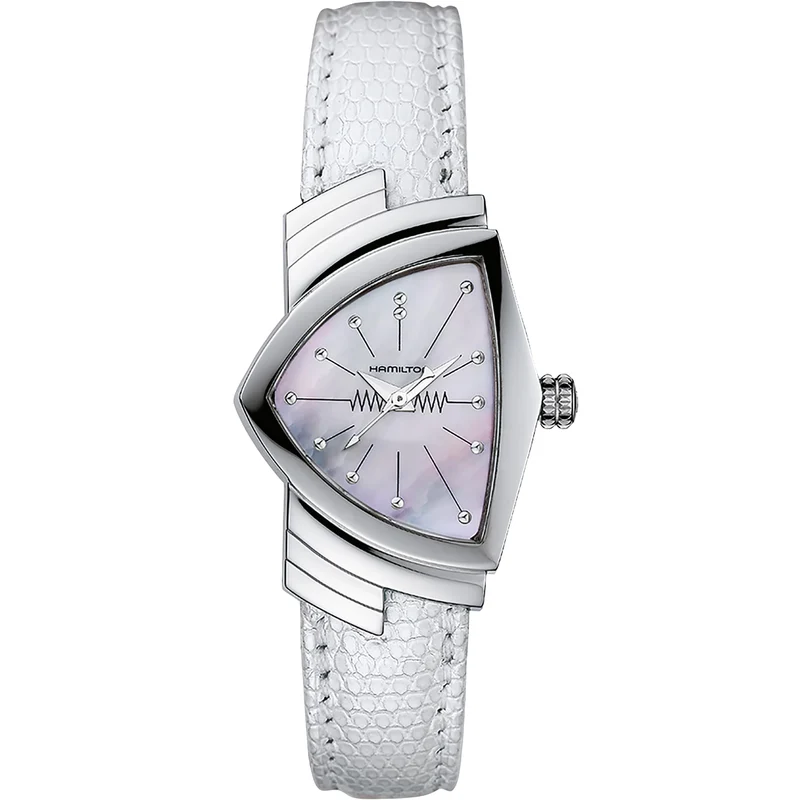 Hamilton Ventura 24mm Mother of Pearl Dial Leather Ladies Quartz Watch H24211852