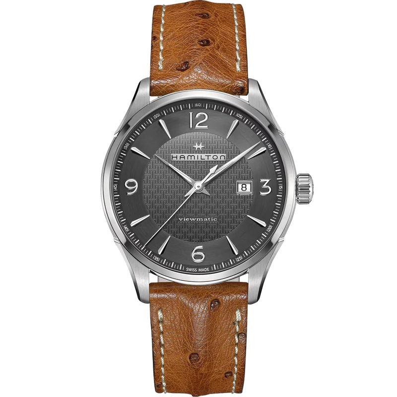 Hamilton Jazzmaster 44mm Grey Dial Leather Mens Automatic Watch H32755851