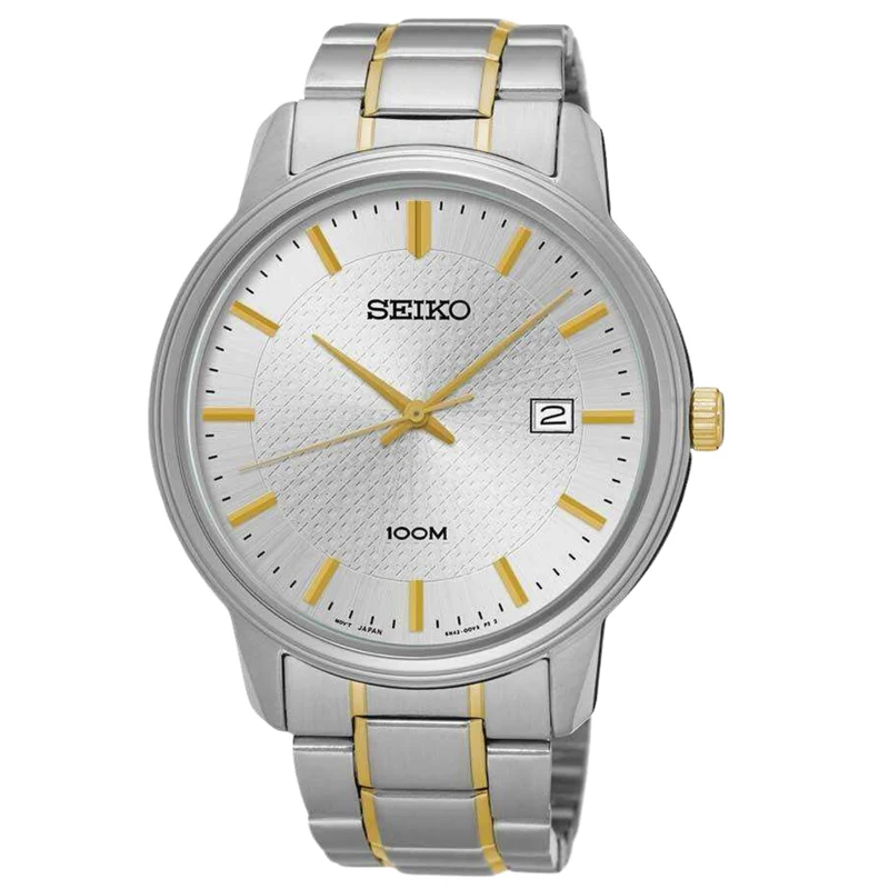 Seiko Two Tone Stainless Steel Silver Dial Men's Watch SUR197P1